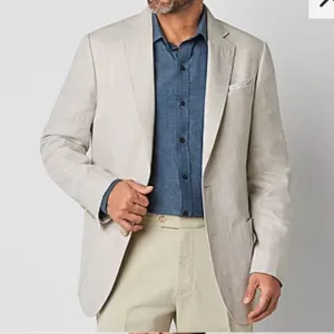 Stafford Mens Classic Fit Sport Coat Linen Blend Business Casual Summer Wedding