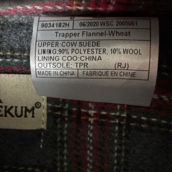 Staheekum Men's Moccasin Slippers Suede Upper Flannel Lining size 8 NWOB