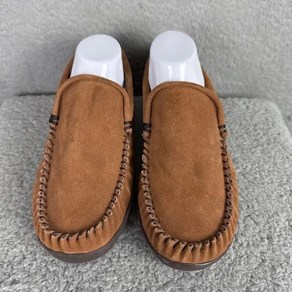 Staheekum Men's Moccasin Slippers Suede Upper Flannel Lining size 8 NWOB