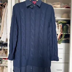 Staud Navy Cable Knit Sweater
