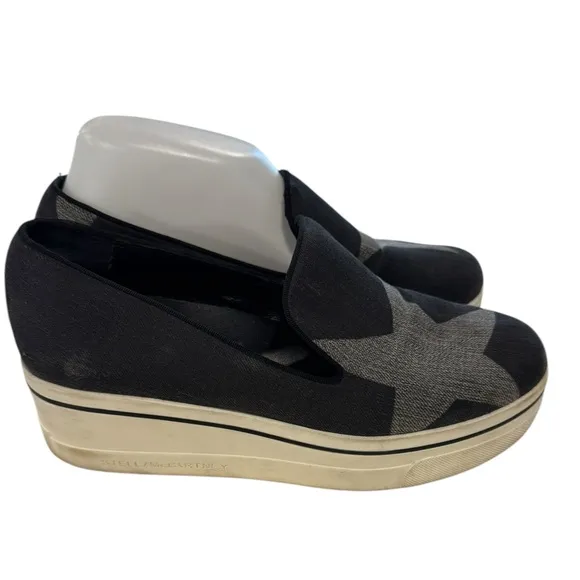 Stella McCartney Women's Black Slip-On Star Platform Shoes- Size 8