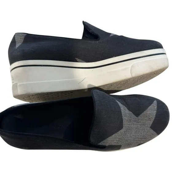 Stella McCartney Women's Black Slip-On Star Platform Shoes- Size 8