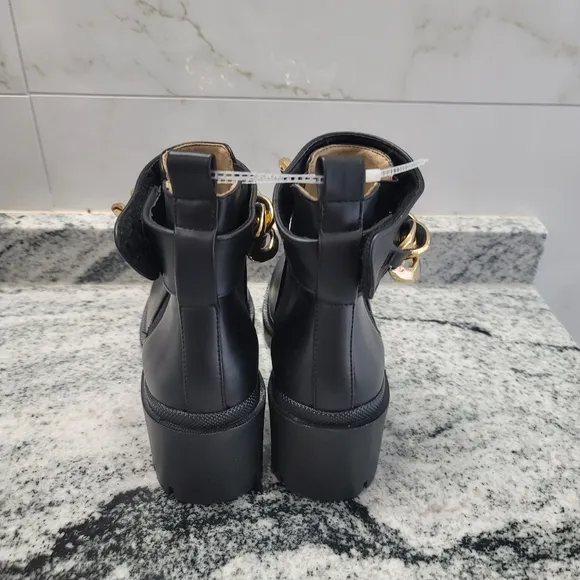 Steve Madden Amulet-C chain detail mid heel boots in black