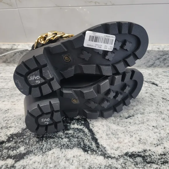Steve Madden Amulet-C chain detail mid heel boots in black