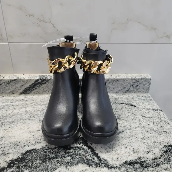 Steve Madden Amulet-C chain detail mid heel boots in black