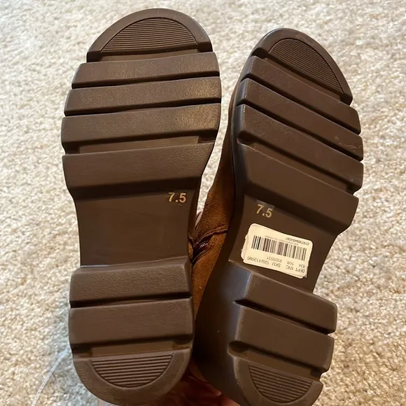 Steve Madden Colletta brown leather gold buckle boot shoe size 7.5