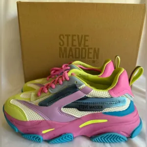 Steve Madden Girls JPossession Blue Multi Elevated Sneakers Shoes Youth  1, 3