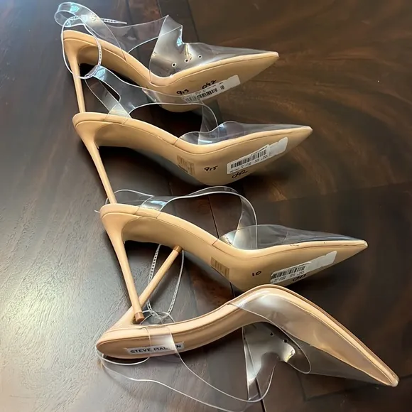 Steve Madden Vienne Tan Vinyl Slingback Pointed Toe Pumps.