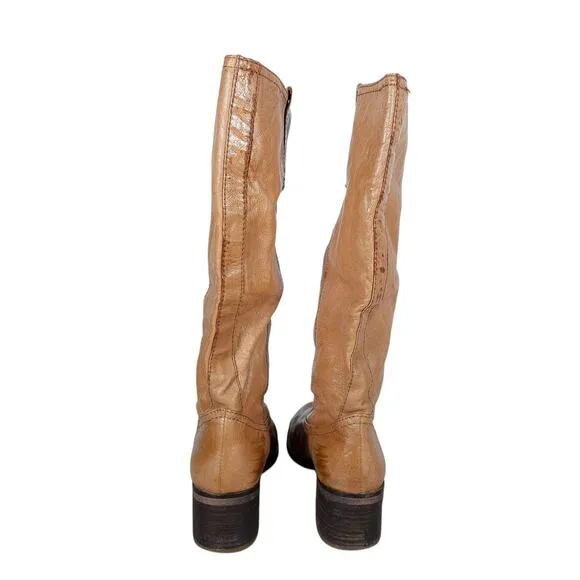 Steve Madden Womens Boots 10M Tan Leather Western Mid Calf Block Heel Casual