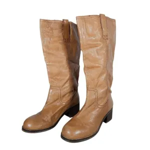 Steve Madden Womens Boots 10M Tan Leather Western Mid Calf Block Heel Casual