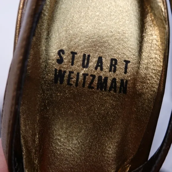 STUART WEITZMAN Antique Gold With Citrine Embellishments at Toe &amp; Ankle, size 8