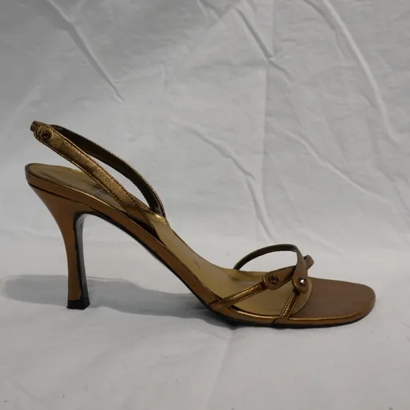 STUART WEITZMAN Antique Gold With Citrine Embellishments at Toe &amp; Ankle, size 8