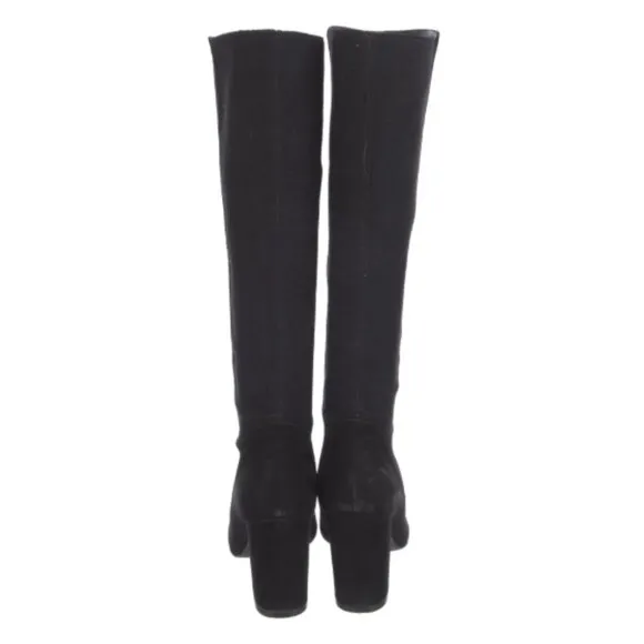 Stuart Weitzman Black Suede Mid-Calf Boots in Excellent Condition | Size 7