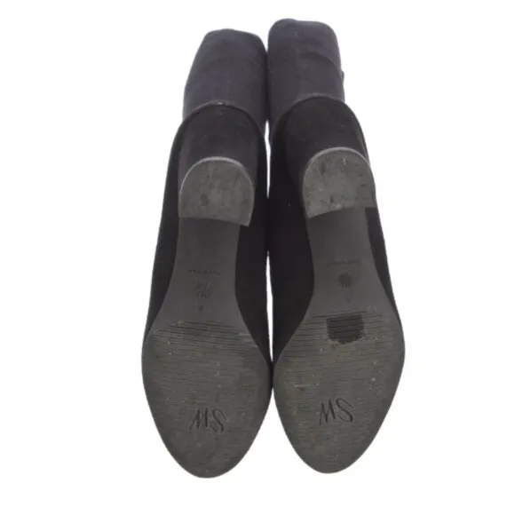 Stuart Weitzman Black Suede Mid-Calf Boots in Excellent Condition | Size 7