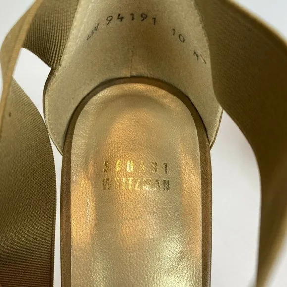 Stuart Weitzman‎ Heeled Sandals 10 Midexter Stretch Strappy Chunky Leather