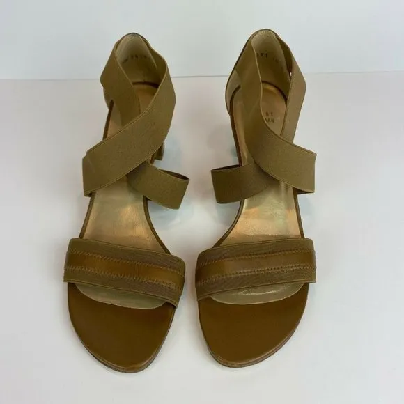 Stuart Weitzman‎ Heeled Sandals 10 Midexter Stretch Strappy Chunky Leather