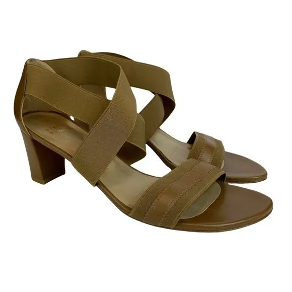 Stuart Weitzman‎ Heeled Sandals 10 Midexter Stretch Strappy Chunky Leather