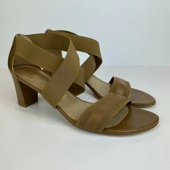 Stuart Weitzman‎ Heeled Sandals 10 Midexter Stretch Strappy Chunky Leather