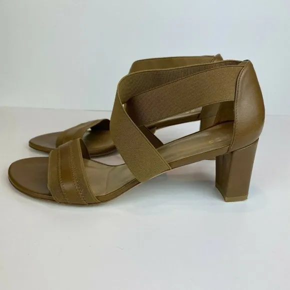 Stuart Weitzman‎ Heeled Sandals 10 Midexter Stretch Strappy Chunky Leather