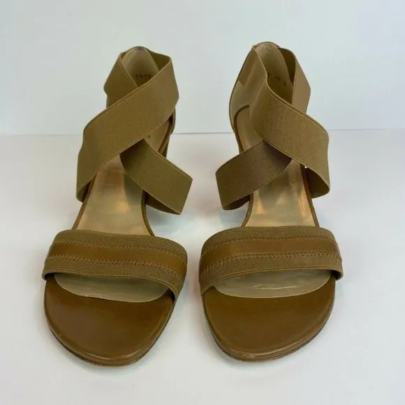 Stuart Weitzman‎ Heeled Sandals 10 Midexter Stretch Strappy Chunky Leather