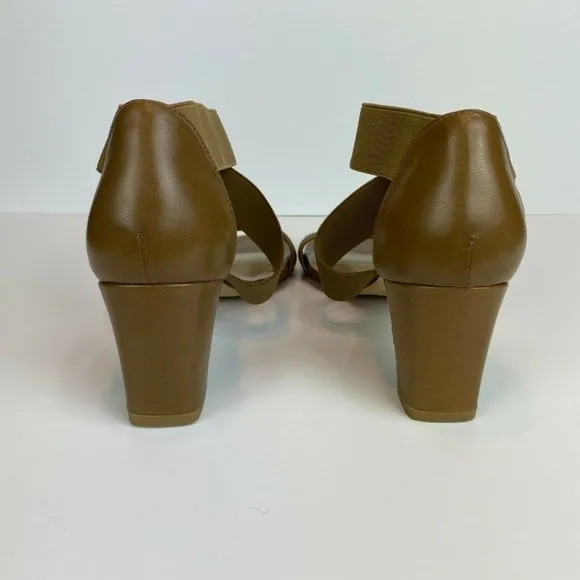 Stuart Weitzman‎ Heeled Sandals 10 Midexter Stretch Strappy Chunky Leather