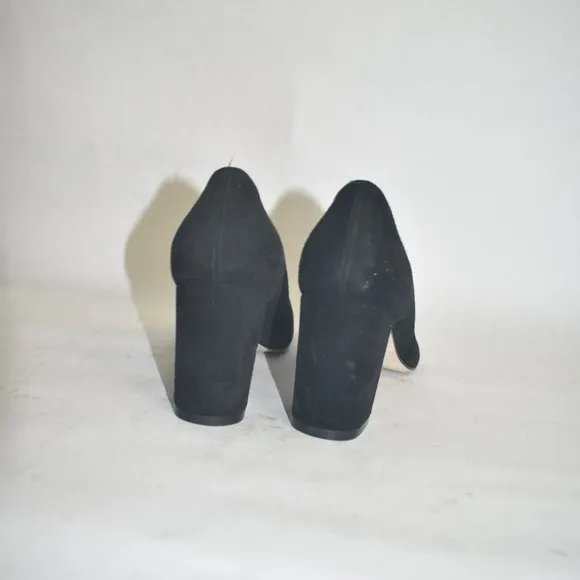 STUART WEITZMAN LANEY POINTED TOE PUMP BLOCK SUEDE BLACK 6 (D5)