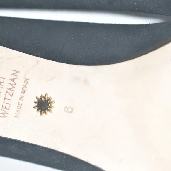 STUART WEITZMAN LANEY POINTED TOE PUMP BLOCK SUEDE BLACK 6 (D5)