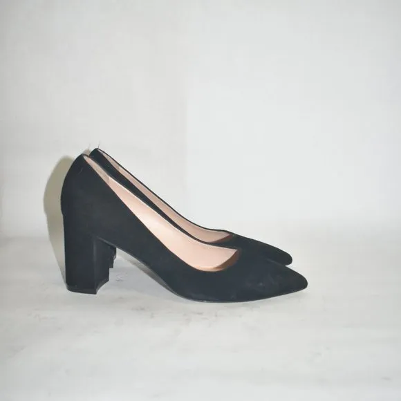 STUART WEITZMAN LANEY POINTED TOE PUMP BLOCK SUEDE BLACK 6 (D5)
