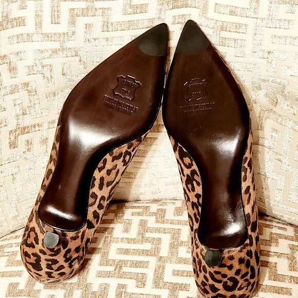 Stuart Weitzman Leopard Print Minimalist Classic Quiet Kitten Heel |Sz. 5.5M