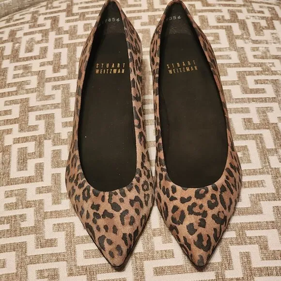 Stuart Weitzman Leopard Print Minimalist Classic Quiet Kitten Heel |Sz. 5.5M
