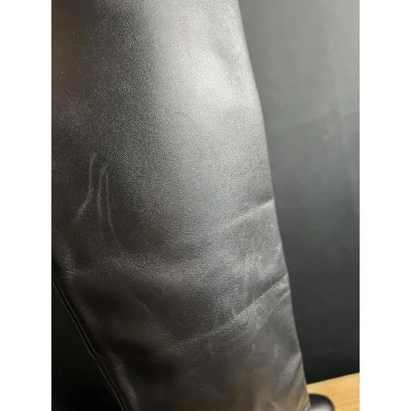 Stuart Weitzman LUCINDA Black Leather Fold Over the Knee High Boots 35.5 / US 5
