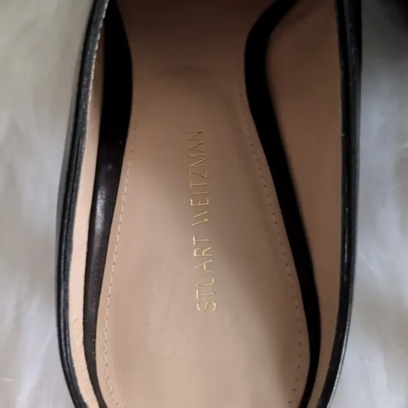 Stuart Weitzman Mira Nero Crush Napa Leather Heeled Mules Size 7.5