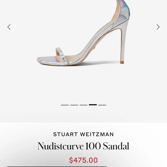 Stuart Weitzman Nudistcurve iridescent Silver Patent leather Ankle strap size 11
