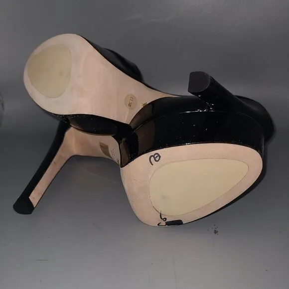 STUART WEITZMAN Shoes Disco Platform Sandal Black Patent Leather Sz 11. 5 New