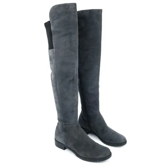 STUART WEITZMAN Slate Gray Suede Leather Tall OTK Over The Knee Boots 6.5