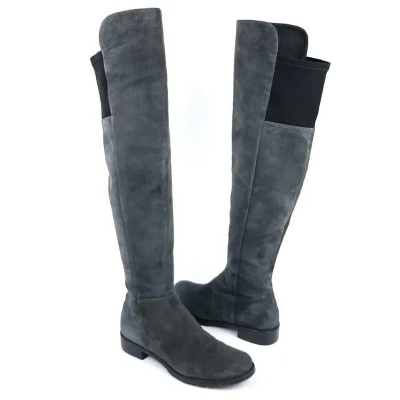 STUART WEITZMAN Slate Gray Suede Leather Tall OTK Over The Knee Boots 6.5