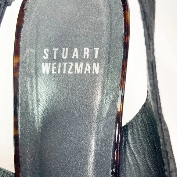 Stuart Weitzman Tortoise Heel Peep Toe Slingback 8