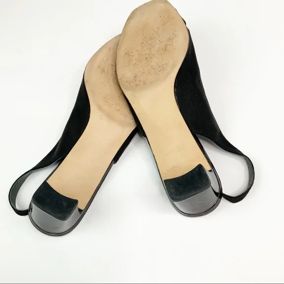 Stuart Weitzman Tortoise Heel Peep Toe Slingback 8