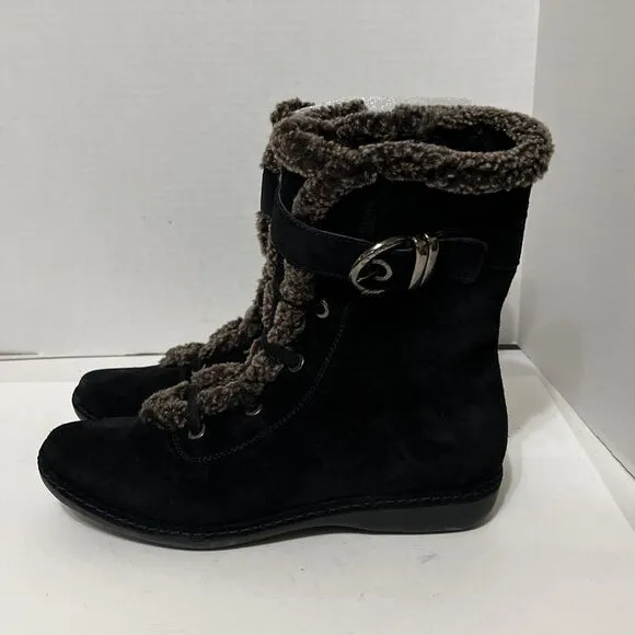 Stuart Weitzman Women’s Rodney black sport suede snow winter boots Size 9.5