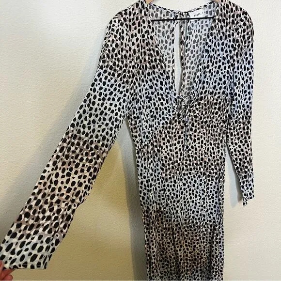Suboo Amelie Long Sleeve Dress In Multi Blue Leopard Animal Print Womens Size S
