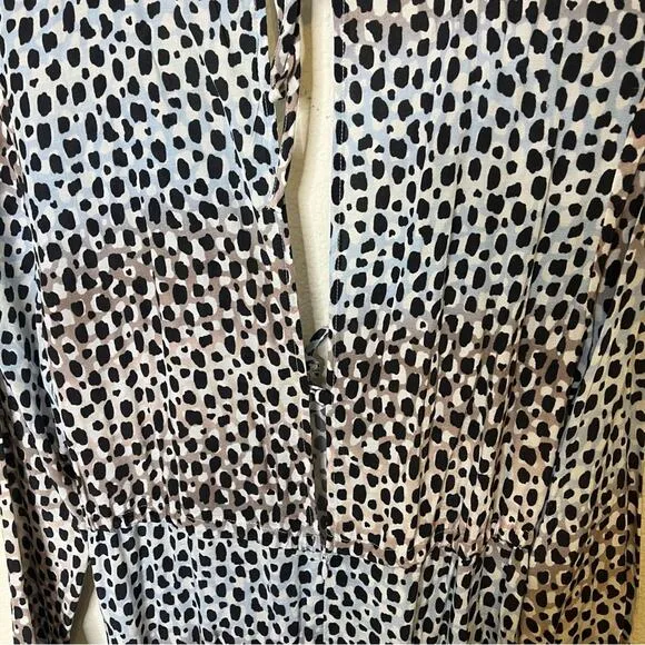 Suboo Amelie Long Sleeve Dress In Multi Blue Leopard Animal Print Womens Size S
