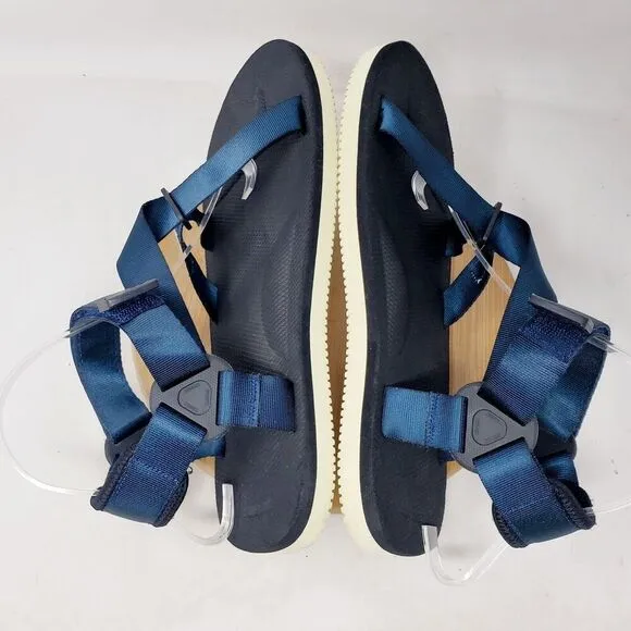 SUICOKE Sandals Mens 11 Blue Nylon Adjustable Cross Straps Hiking Vibram Shoes
