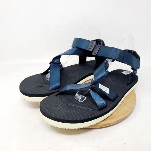 SUICOKE Sandals Mens 11 Blue Nylon Adjustable Cross Straps Hiking Vibram Shoes