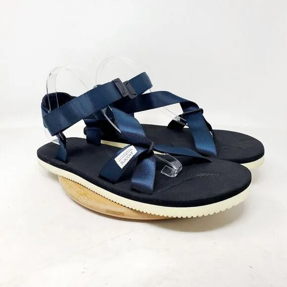 SUICOKE Sandals Mens 11 Blue Nylon Adjustable Cross Straps Hiking Vibram Shoes