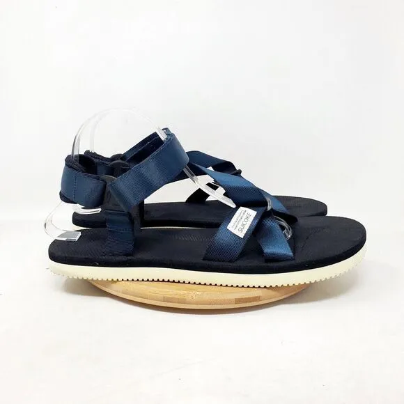 SUICOKE Sandals Mens 11 Blue Nylon Adjustable Cross Straps Hiking Vibram Shoes