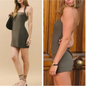 Summer Must Have Reformation Tatum Silk Mini Halter Dress Sz2 Morel Olive Green