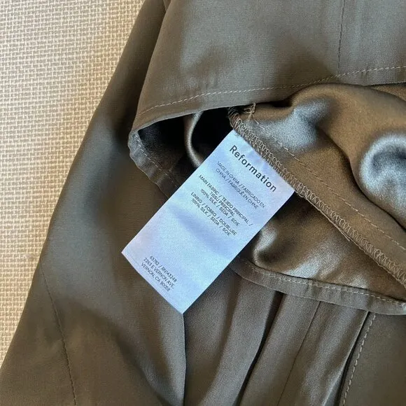 Summer Must Have Reformation Tatum Silk Mini Halter Dress Sz2 Morel Olive Green