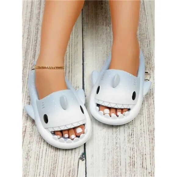 Summer Outdoor/Indoor Starry Ombre Shark Personality Novelty Slippers