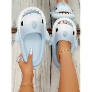 Summer Outdoor/Indoor Starry Ombre Shark Personality Novelty Slippers