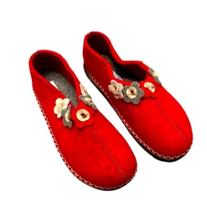 Sundance Catalog Red Wool Shoes with flowers handmade in Itally NWT